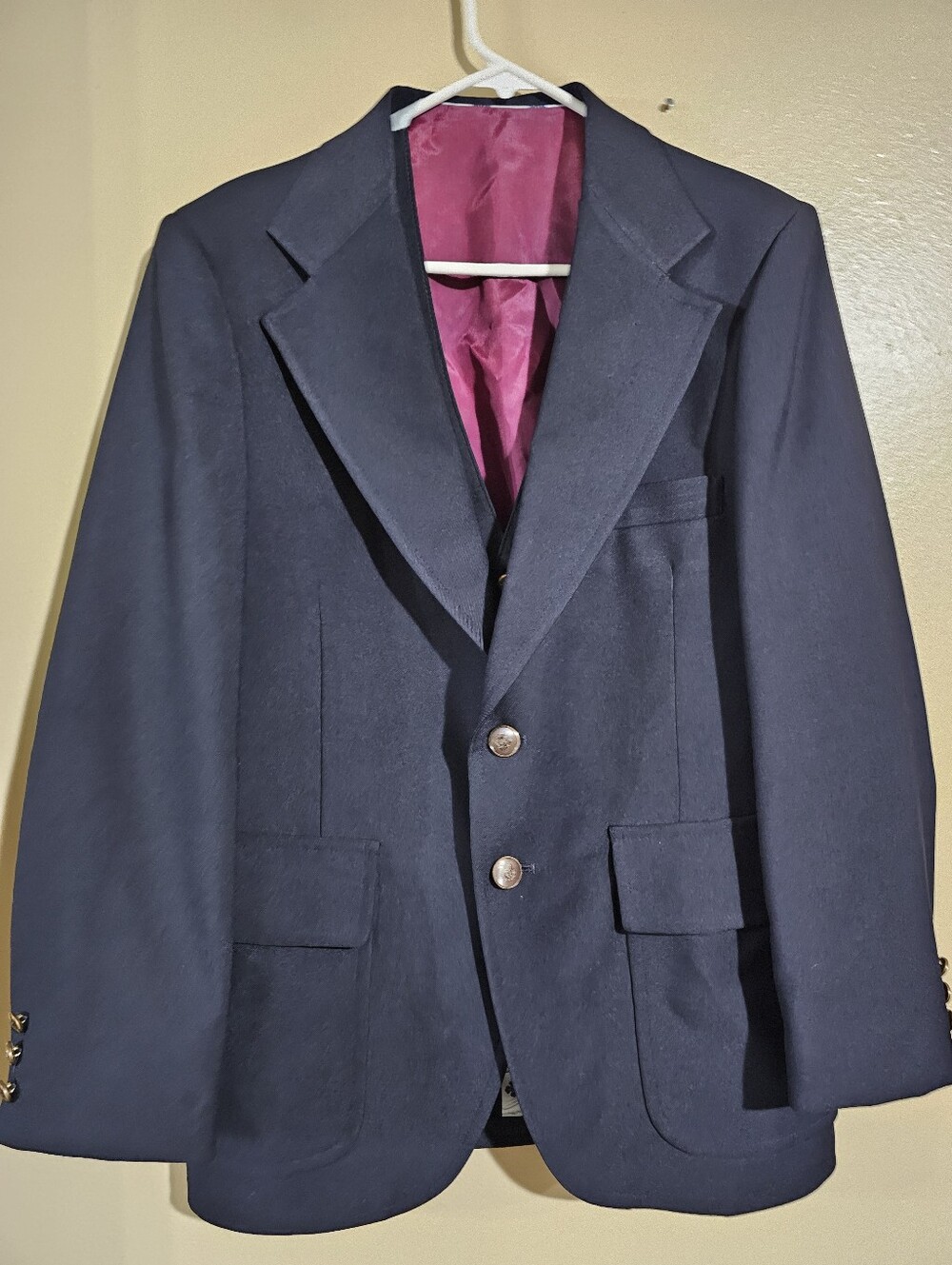 Vintage 42R Navy Blazer & Vest Set Brass Crest Buttons Preppy Men's Sport Coat